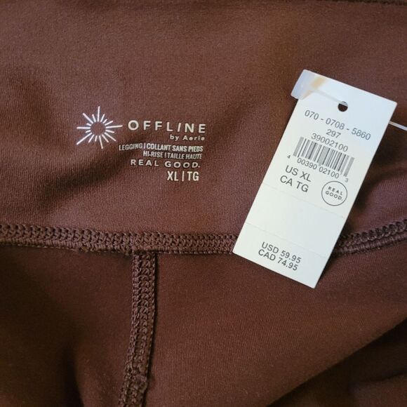 Nwt Aerie Offline Real Luxe Faux Leather High Waisted Leggings - Cocoa Size XL - Picture 4 of 14